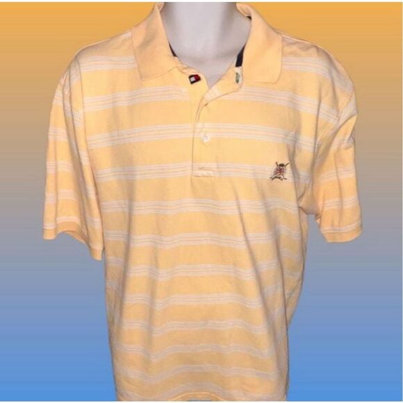 Y2K 2001 Tommy Hilfiger Golf Crest Yellow Pique Polo Large #67 - Picture 3 of 7